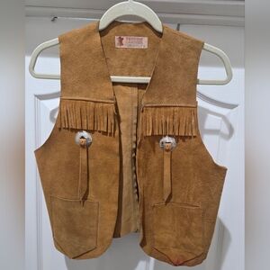 Authentic Unisex Vintage Suede Leather Fringed Vest by Berman Buckskin Co.